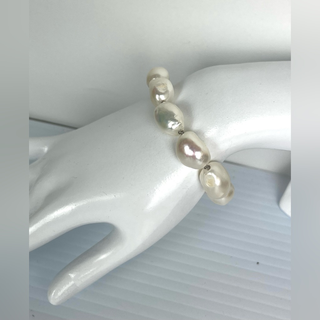 Freshwater Cultured Baroque Pearls Bracelet Adjustable Slider